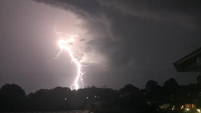 A lightning strike over Newcastle.