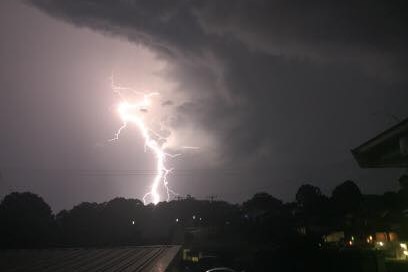 A lightning strike over Newcastle.