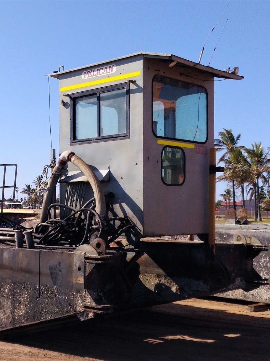 An old disused dredger on arrival in Carnarvon after being bought at a farmyard in Busselton