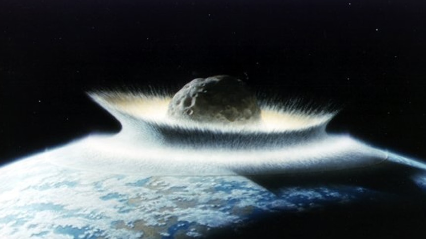 Artist's impression of an asteroid collision with Earth.