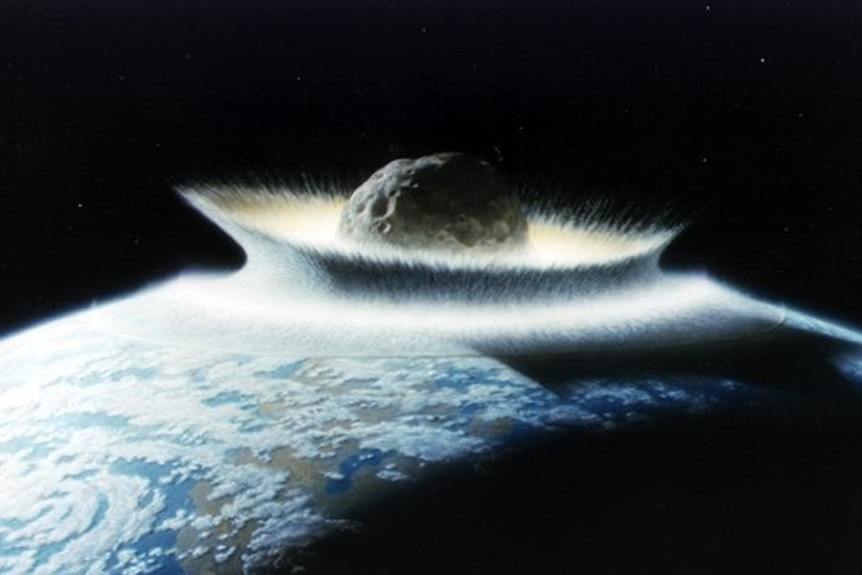 Artist's impression of an asteroid collision with Earth.