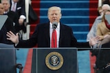 President Donald Trump delivers his inaugural address