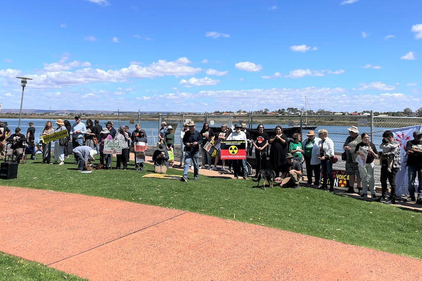 Senator Pocock at a nuclear waste rally in Port Augusta.