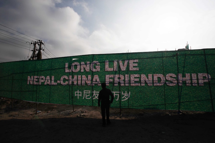 Banner reads "long live Nepal-China friendship"