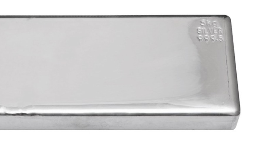 a bar of silver on a white background