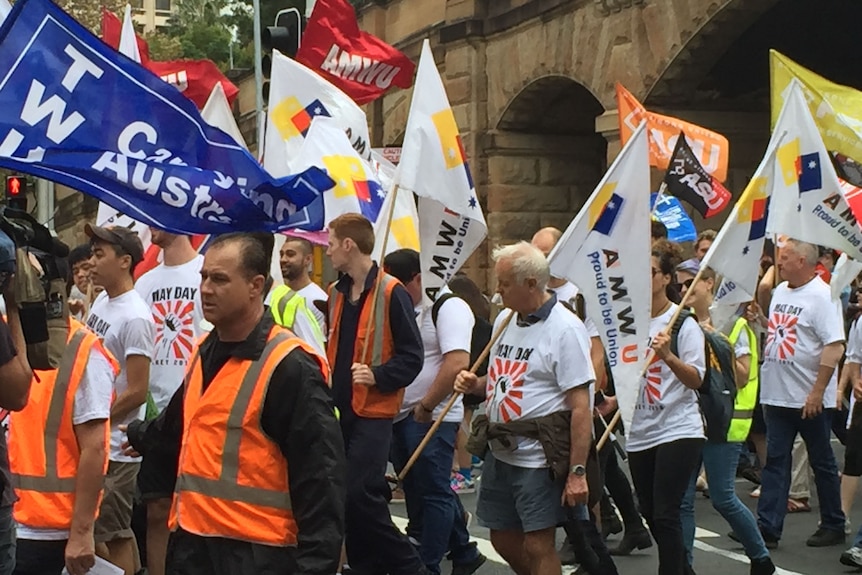 Protesters at May Day rally