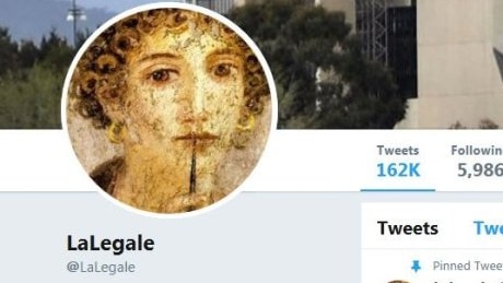 A Twitter page with the Lalegale handle and image.