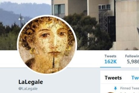 A Twitter page with the Lalegale handle and image.