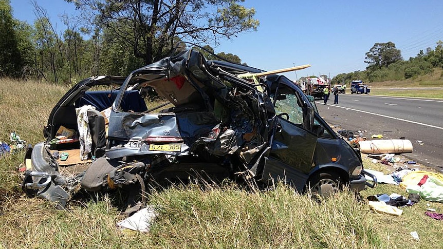 Crushed van involved in crash on Hume Highway
