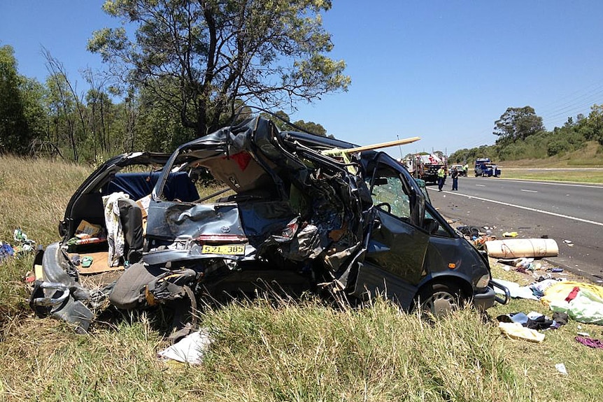 Crushed van involved in crash on Hume Highway