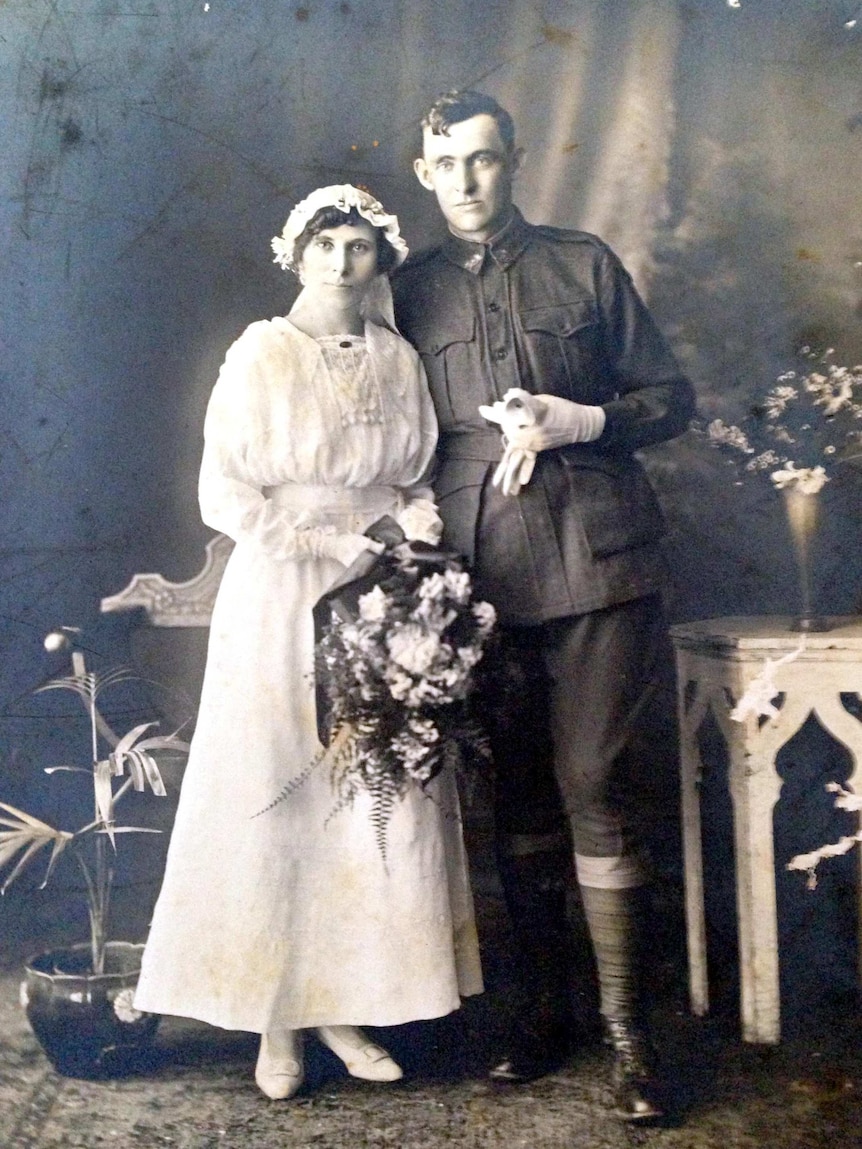 Cyril McCarthy and his bride Frances on their wedding day in 1919.
