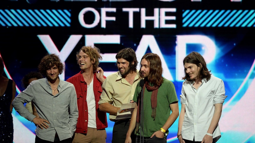 Tame Impala receives the Album of the Year award at the 27th ARIA Awards.