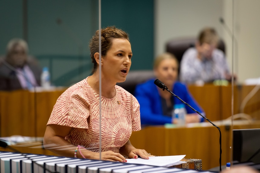 a young woman talking in parliament