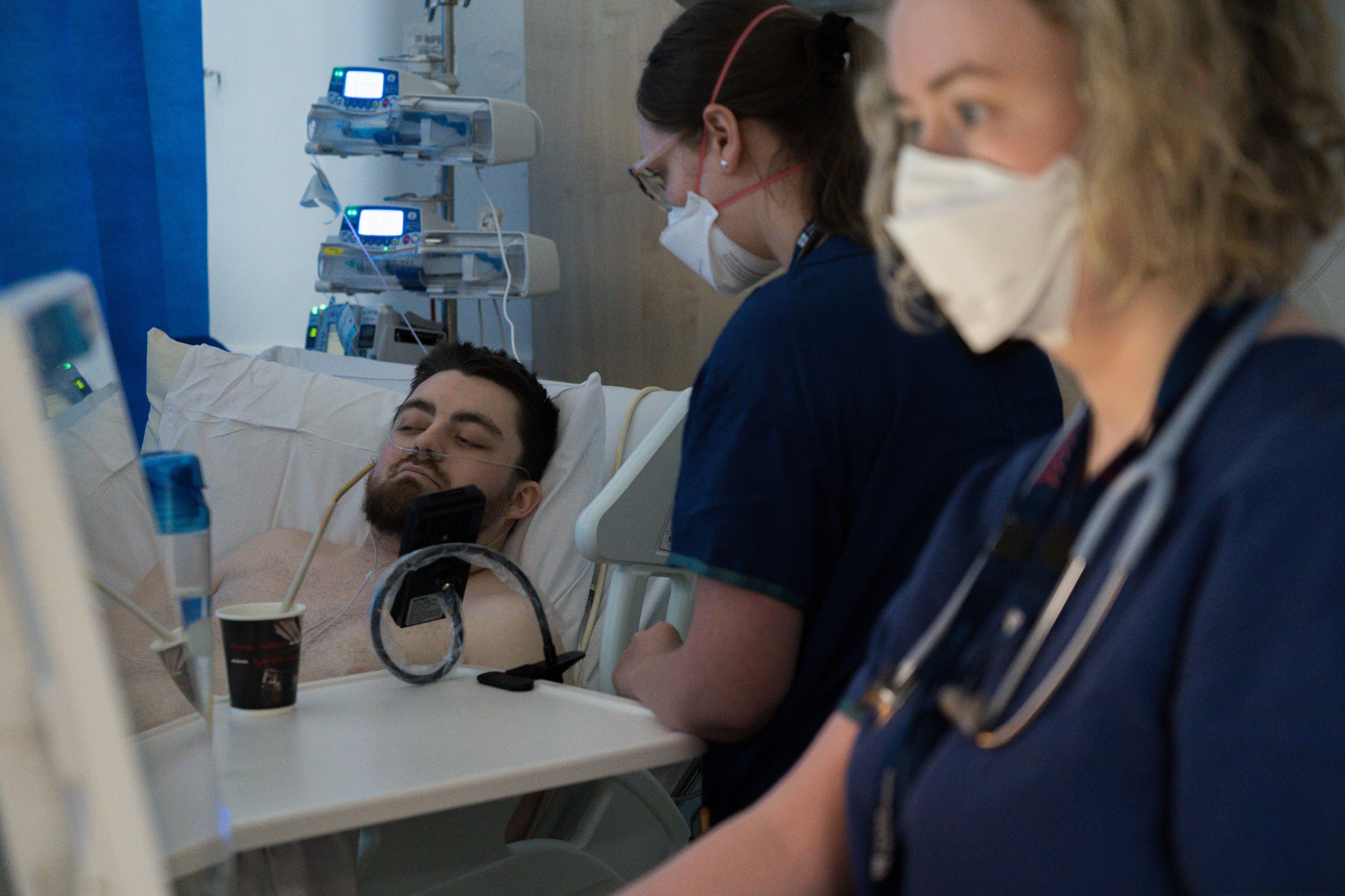 Patients being treated at the Royal Melbourne Hospital road trauma unit.