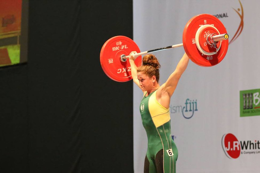 Tia-Clair Toomey competing in weightlifting