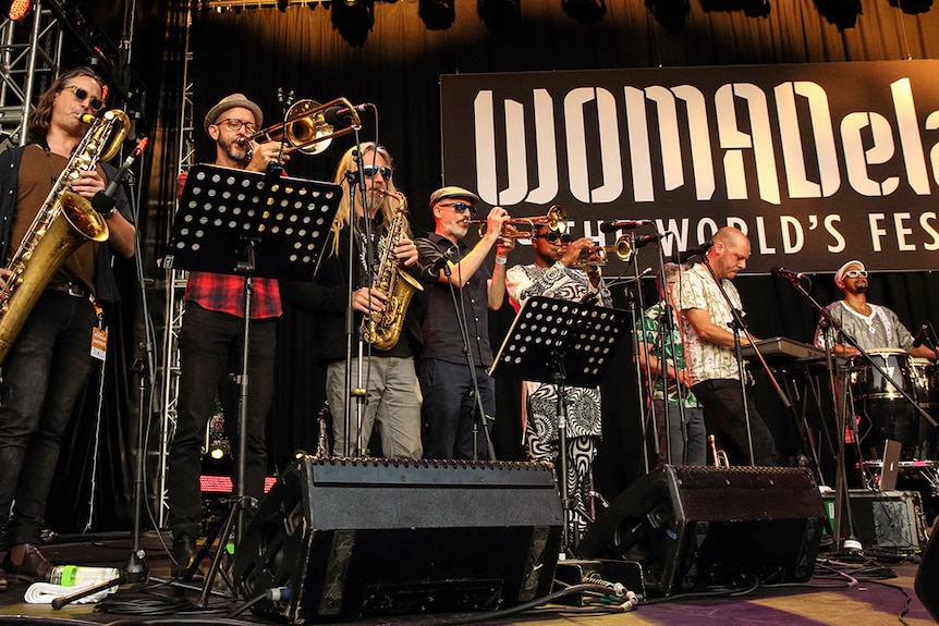 Public Opinion Afro Orchestra playing on stage at WOMADelaide 2020