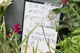 Memorial at the site of where Matthew Lyon's body was found, Royal Hobart Hospital, October 2018.