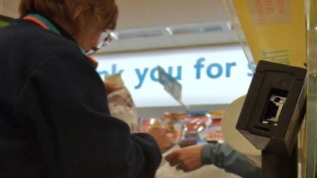 Customer at a store checkout