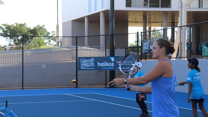 Ashleigh Barty plays tennis in Darwin
