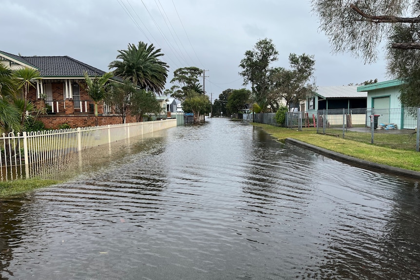 A flooded street in Sussex Inlet.