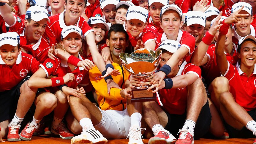Novak Djokovic celebrates Monte Carlo win with ball boys