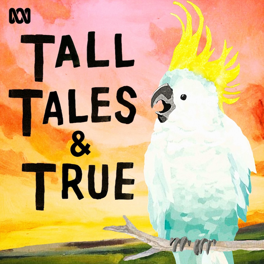 The Tall Tales and True ABC storytelling podcast logo that featuring a sulphur crested cockatoo.