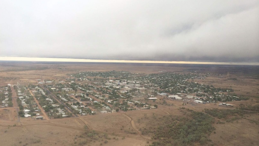 Clouds gathered over Longreach in central western Qld, but only 3.6mm of rain has fallen on the town.