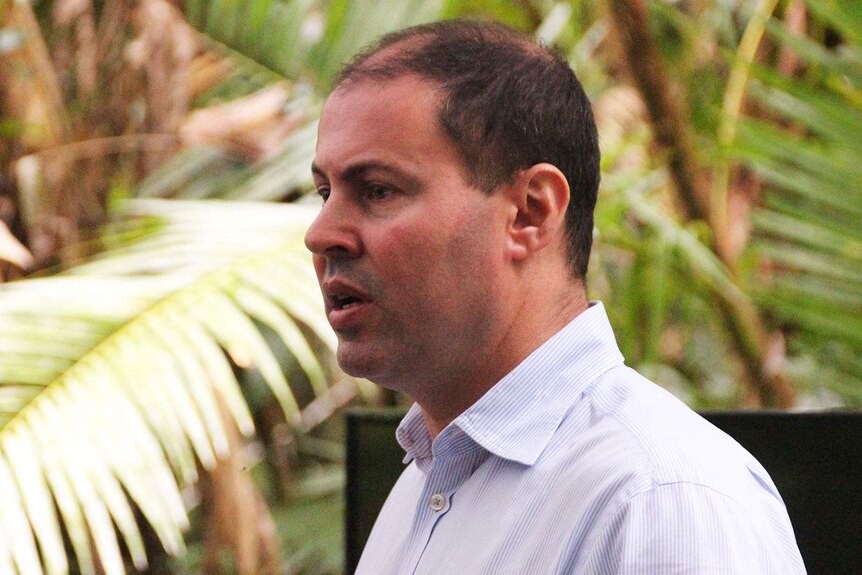 Energy Minister Josh Frydenberg speaking to locals in the Daintree