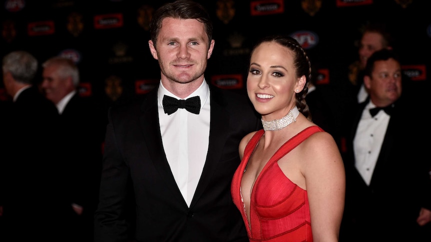 Geelong's Patrick Dangerfield and his wife Mardi arrive at the 2016 Brownlow Medal.