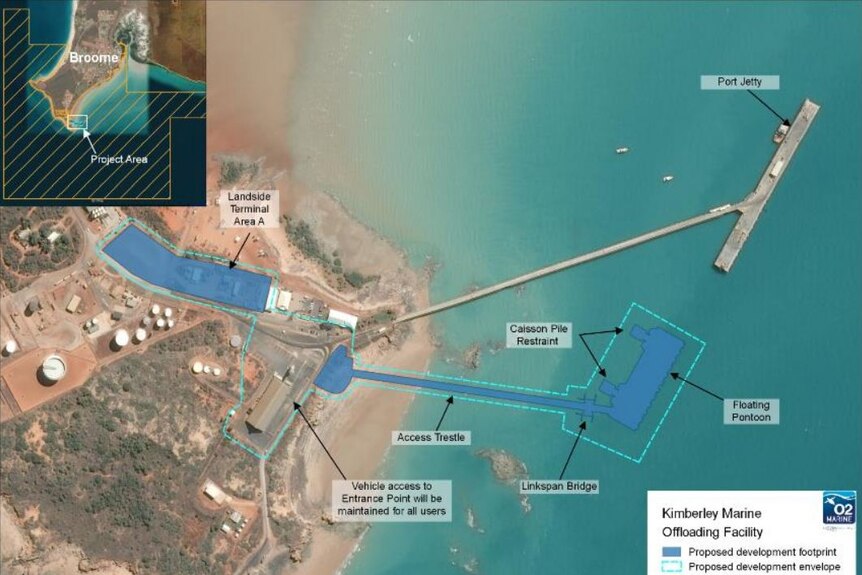 A plan for a proposed floating jetty next to the Broome Port.