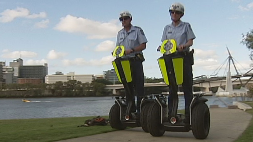 Police on Segway patrol at South Bank in Brisbane.