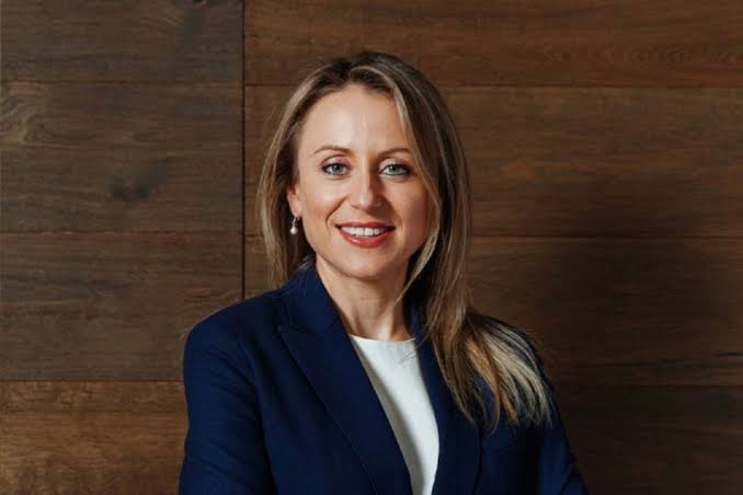 NSW Women's Safety Commissioner Hannah Tonkin in a blue jacket