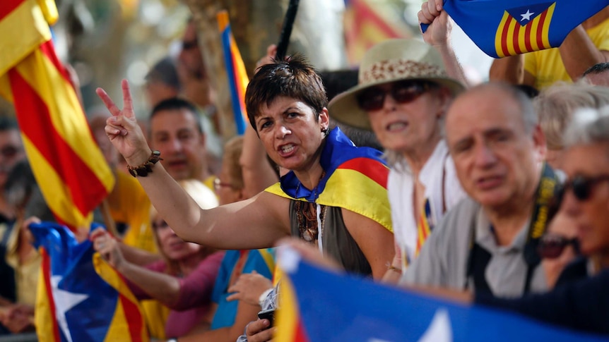 Supports of Catalonian independence rally in Barcelona