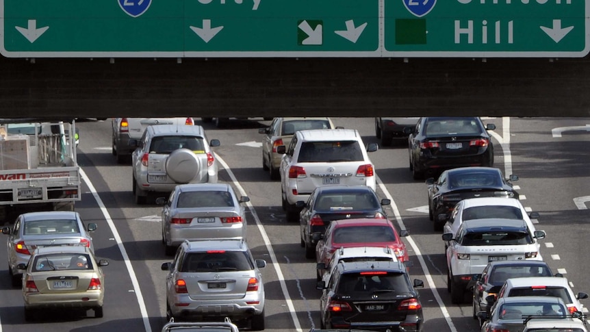 Traffic congestion at the Hoddle Street exit of the Eastern Freeway in Melbourne.