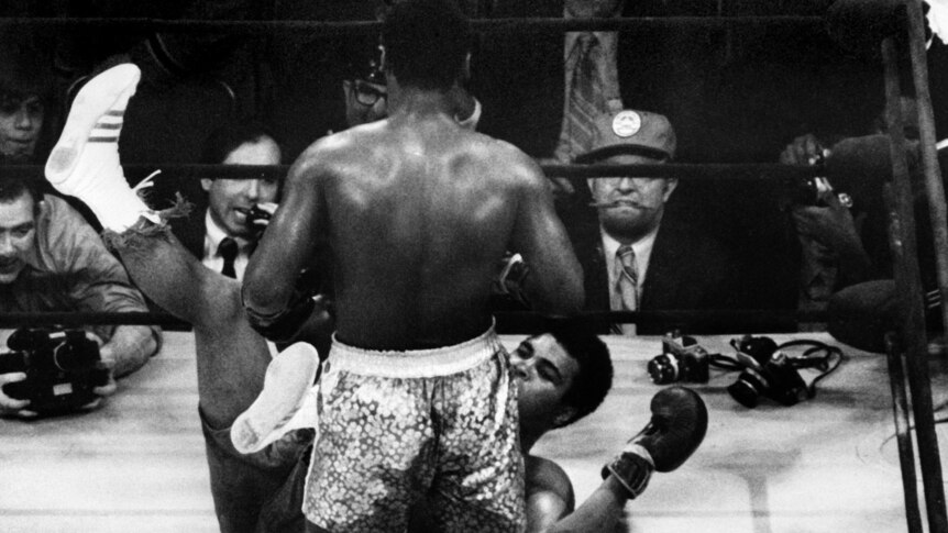 Joe Frazier floors Muhammad Ali