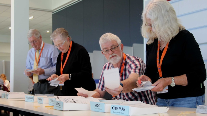 Counters at the southern counting centre in Elwick