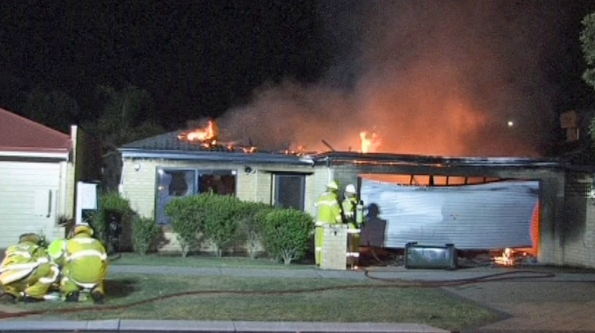 Fire engulfs a house in Nollamara