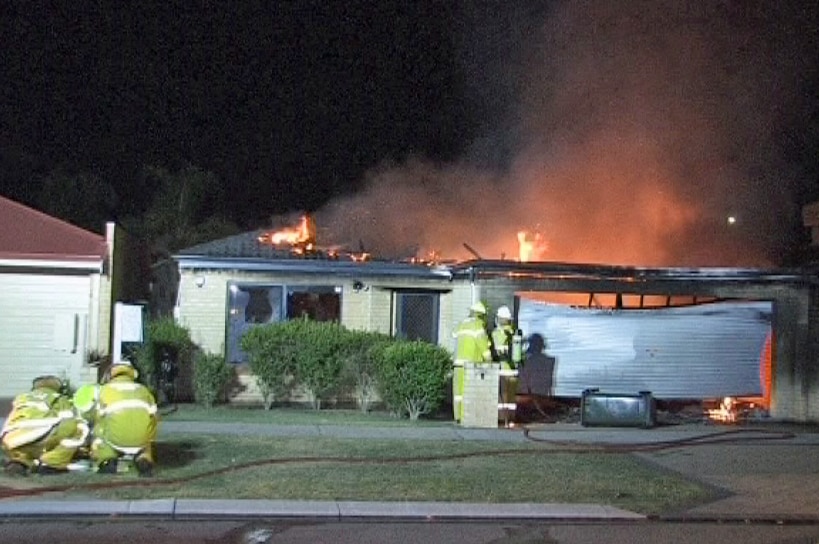 Fire engulfs a house in Nollamara