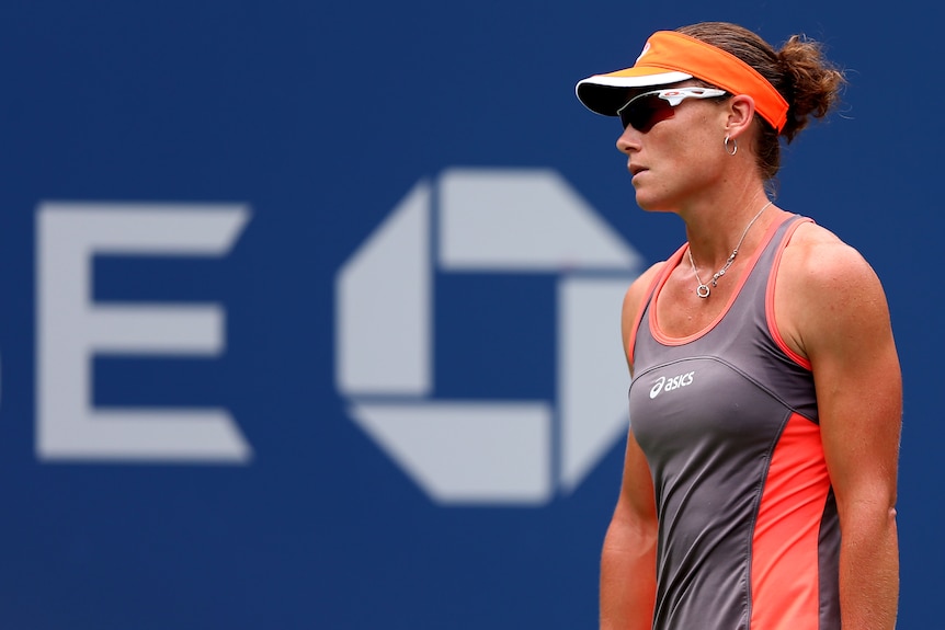 Samantha Stosur was unable to defend her US Open title at Flushing Meadows, bowing out to Victoria Azarenka.