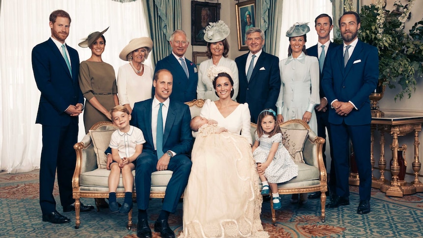 The official photograph to mark the christening of Prince Louis at Clarence House.