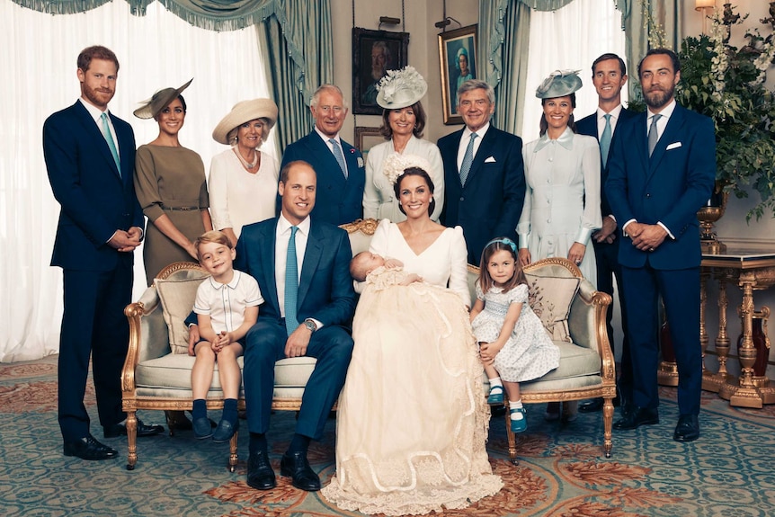 uke and Duchess of Cambridge shows the official photograph to mark the christening of Prince Louis at Clarence House