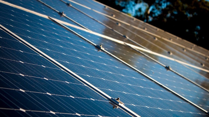 Solar panels on a rooftop.