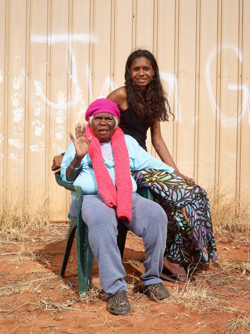 Model Shaniqua Shaw and artist Sonia Kurarra are Fitzroy Crossing residents involved in the Gorman Mangkaja collection.