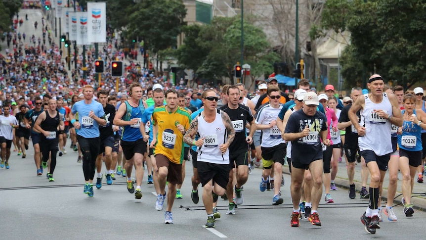 Runners get underway in the City to Surf in Perth