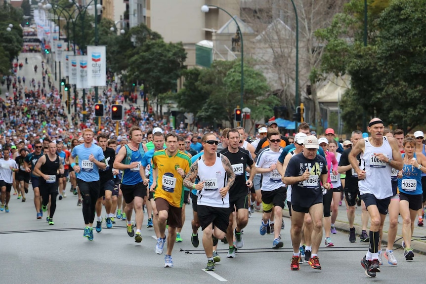 Runners get underway in the City to Surf in Perth