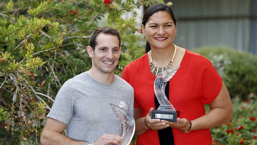 Lavillenie and Adams with Athlete of the Year awards