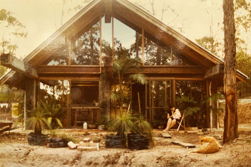Photo taken in 1980s pf exterior of unique family home that Logan man Ken Aitken built in 1981.