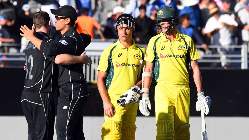 Marcus Stoinis and Josh Hazlewood lament a loss to New Zealand