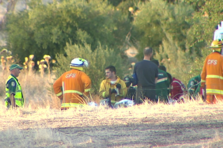 Emergency services at the scene of a crash.