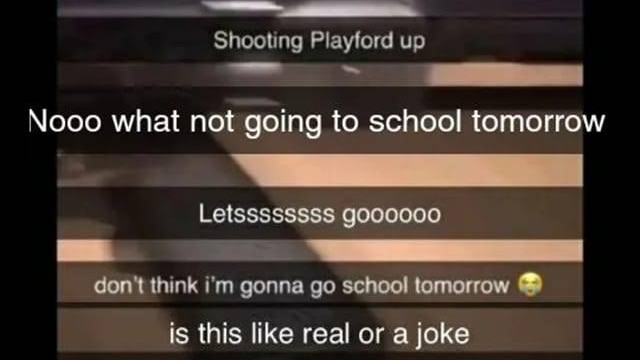 A screen cap from a video circulating on social media threatening a school shooting.